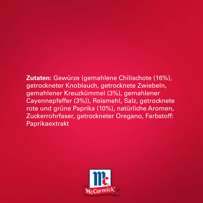 McCormick Produktverpackung mit der Zutatenliste.