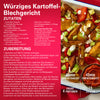 Ein lebendiges Bild, das ein wA?rziges Kartoffel-Blechgericht mit buntem GemA?se zeigt, ideal fA?r ein Rezept oder einen Food-Blog.