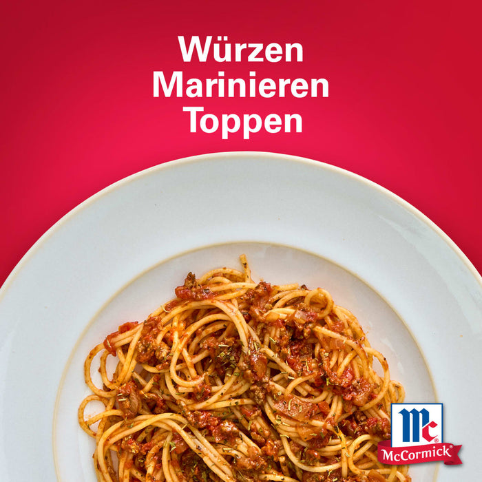 Das Bild von McCormick zeigt Spaghetti mit SoA?e und unterstreicht die Vielseitigkeit ihrer Produkte zum WA?rzen, Marinieren und Verfeinern von Gerichten.