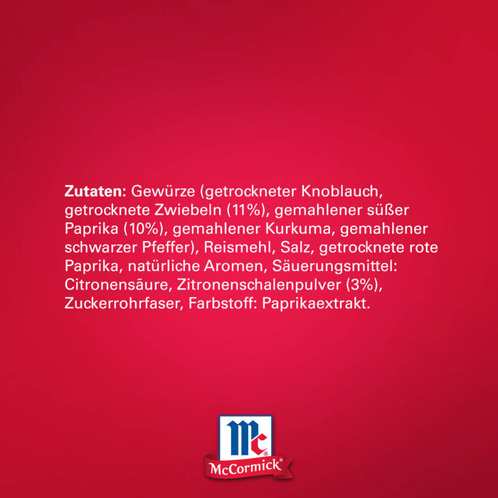 McCormick Produktverpackung mit der Zutatenliste.