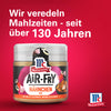 McCormick Air-Fry HA?hnchen GewA?rzglas Werbung mit dem Slogan Wir veredeln Mahlzeiten seit A?ber 130 Jahren.