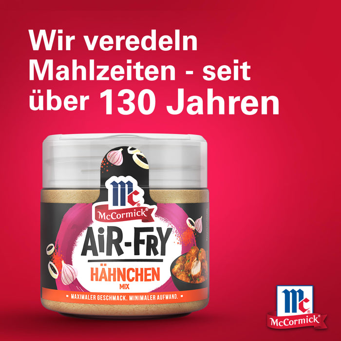 McCormick Air-Fry HA?hnchen GewA?rzglas Werbung mit dem Slogan Wir veredeln Mahlzeiten seit A?ber 130 Jahren.