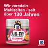 McCormick Air-Fry KA?se Pommes GewA?rz wird mit dem Slogan Wir veredeln Mahlzeiten seit A?ber 130 Jahren beworben.