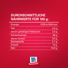 NA?hrwertangaben pro 100g fA?r ein McCormick Produkt, einschlieA?lich Energie, Fett, Kohlenhydrate, EiweiA? und Salzgehalt.