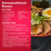 Diese Infografik für Schweinefleisch-Ramen enthält ein Rezept mit Srpet Bl Pepper Gd X06-Ge neben einer Schüssel Nudeln mit Schweinefleischscheiben und einem weichgekochten Ei.