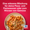 Ein Teller Pasta mit cremiger Tomatensauce und Käse wird in dieser Anzeige für Srpet Pizza Seas X06-Ge von McCormick präsentiert